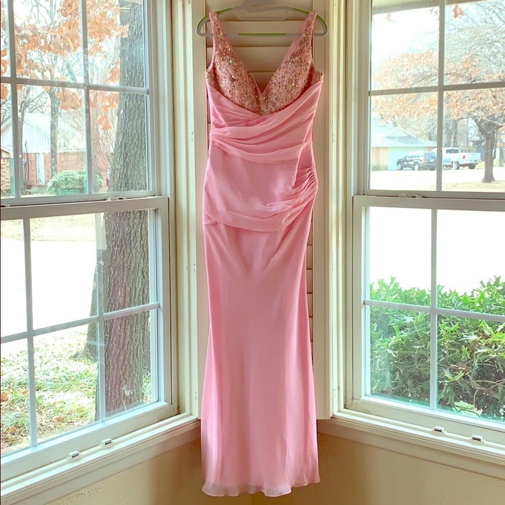 Soft Pink, Beaded Top Prom Gown